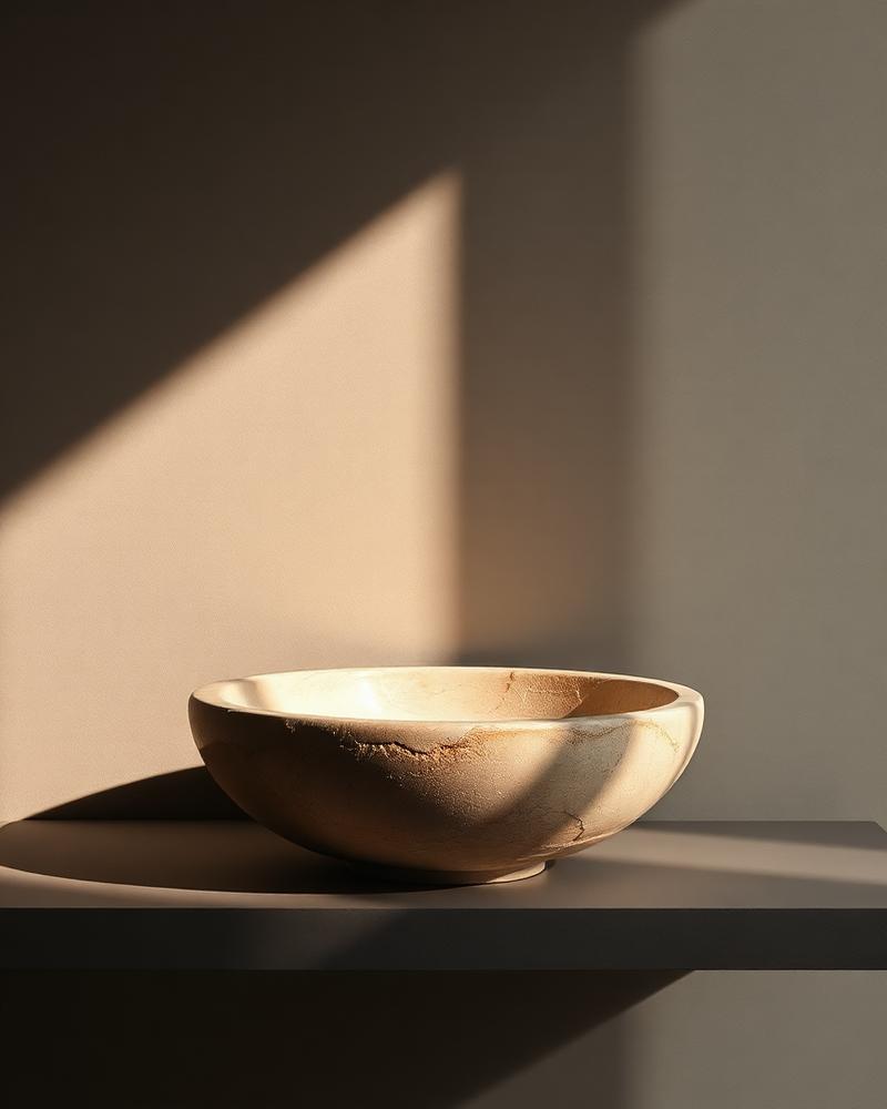 A quiet corner of a room lit by a single shaft of soft daylight.
